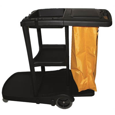 CLEANLINK JANITOR'S TROLLEY 3 TIER BLACK