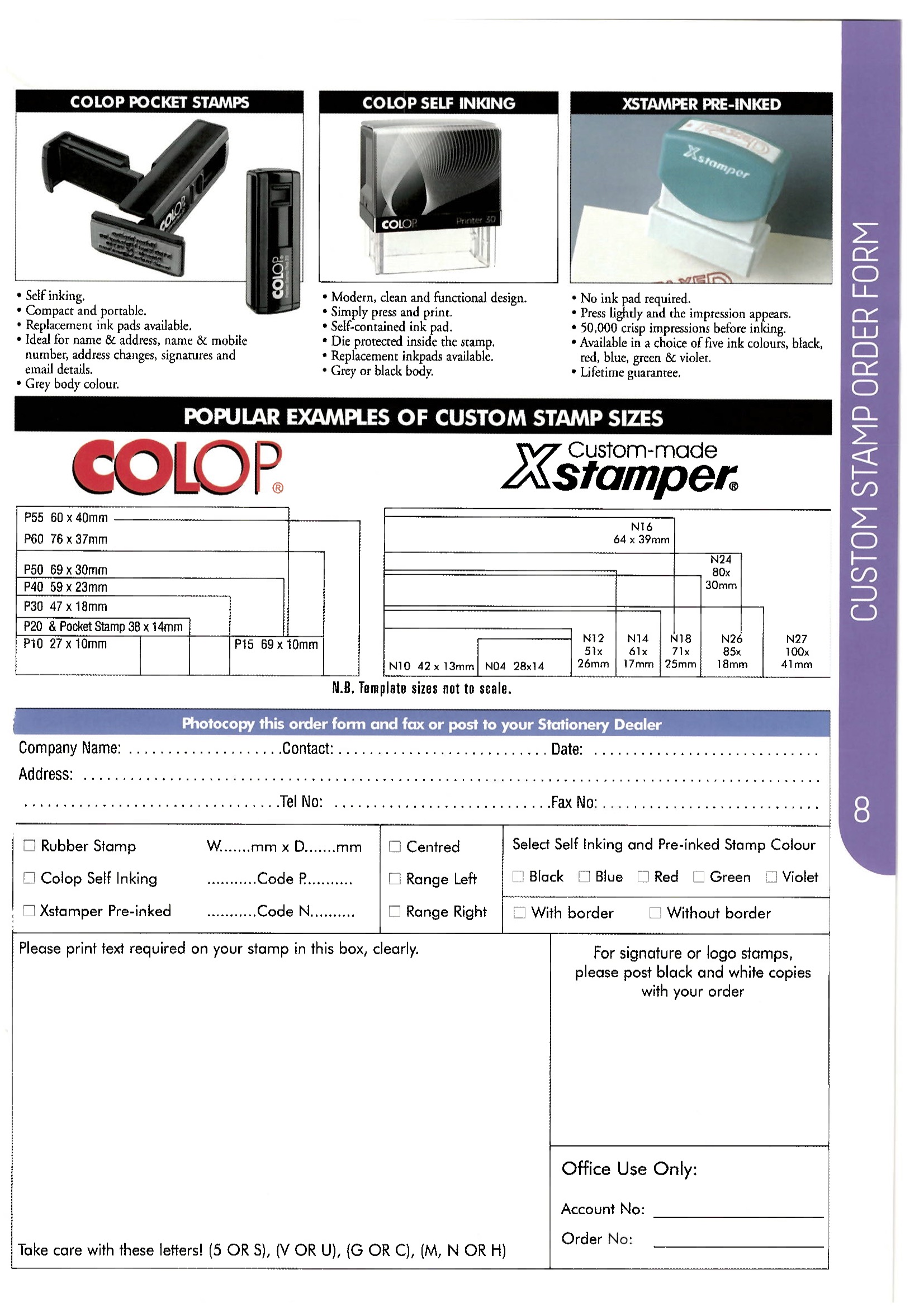 CUSTOM STAMP ORDER FORM CUSTOM STAMP ORDER FORM