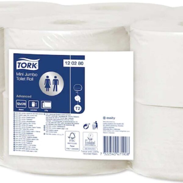 Tork Recycled Mini Jumbo Toilet Roll 2ply Advanced